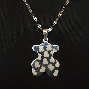 Bear Patterned Charm Chain Necklace